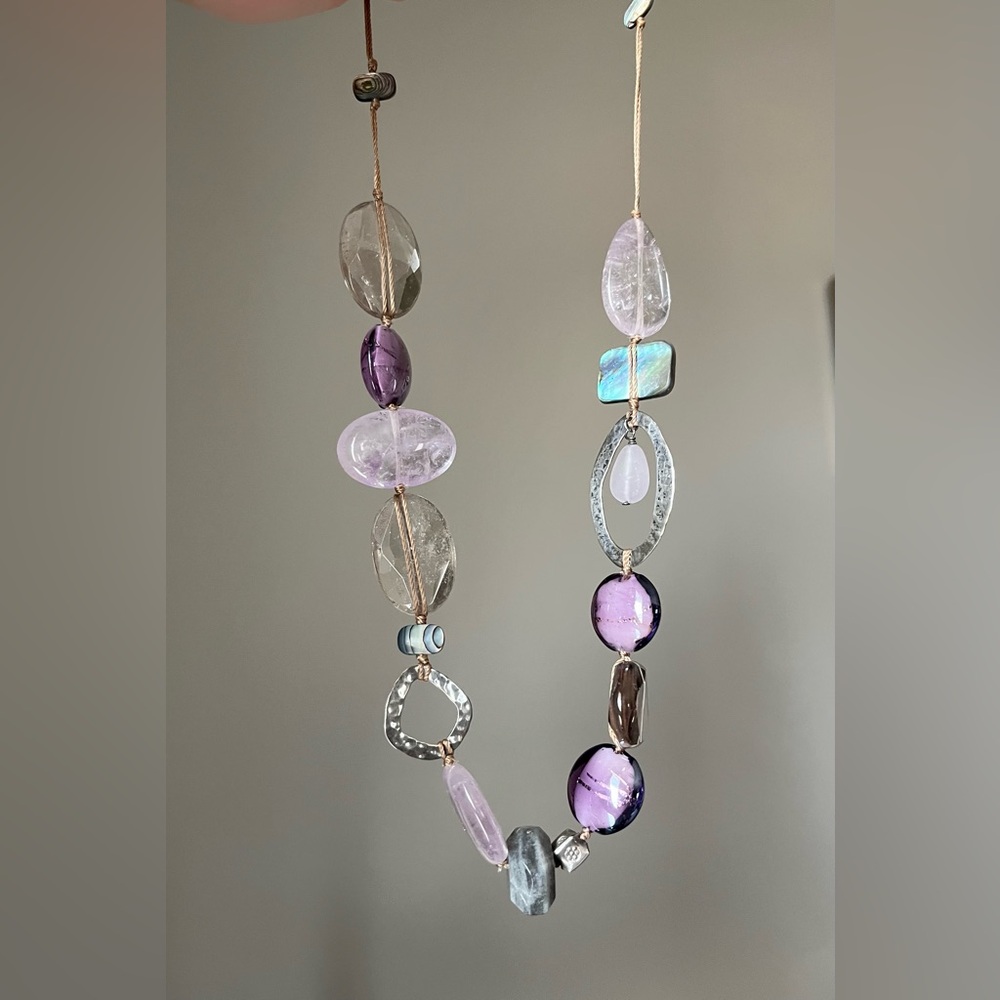Silpada Amethyst Smoky Quartz Pendant Necklace -Sterling Silver
